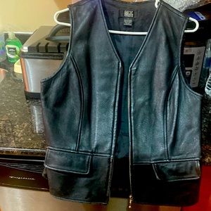 Black leather vest